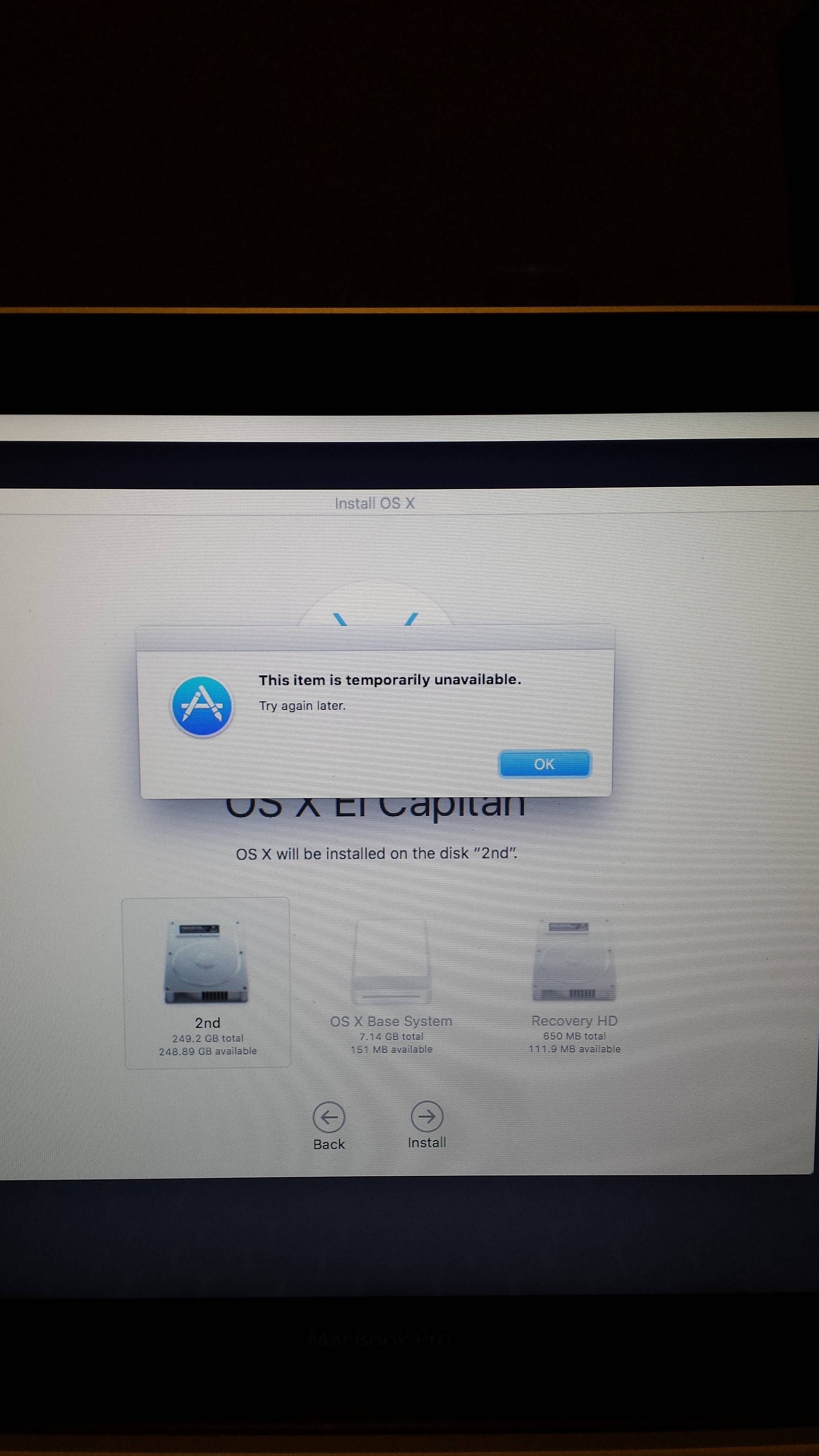mac erase process has failed